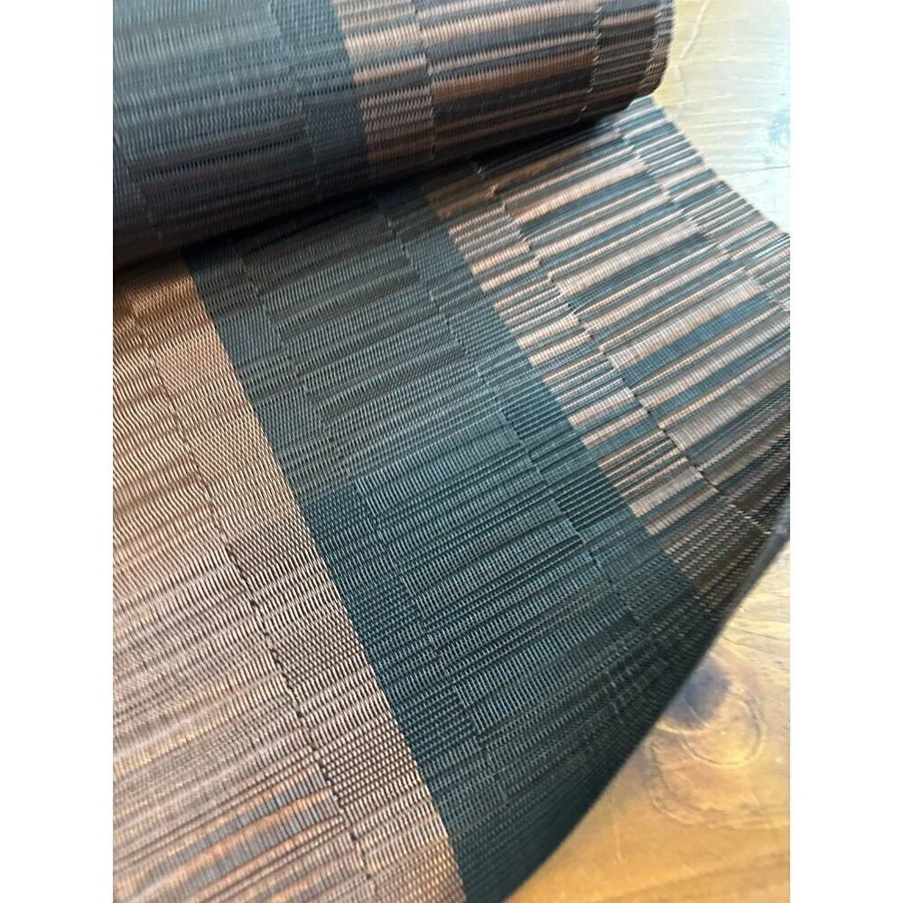 Set of 4 Woven Vinyl Placemats - Brown & Black Striped
